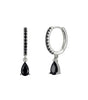Elegant Flower Stud Earrings with Shiny Obsidian and  Cubic Zirconia - Hopkins