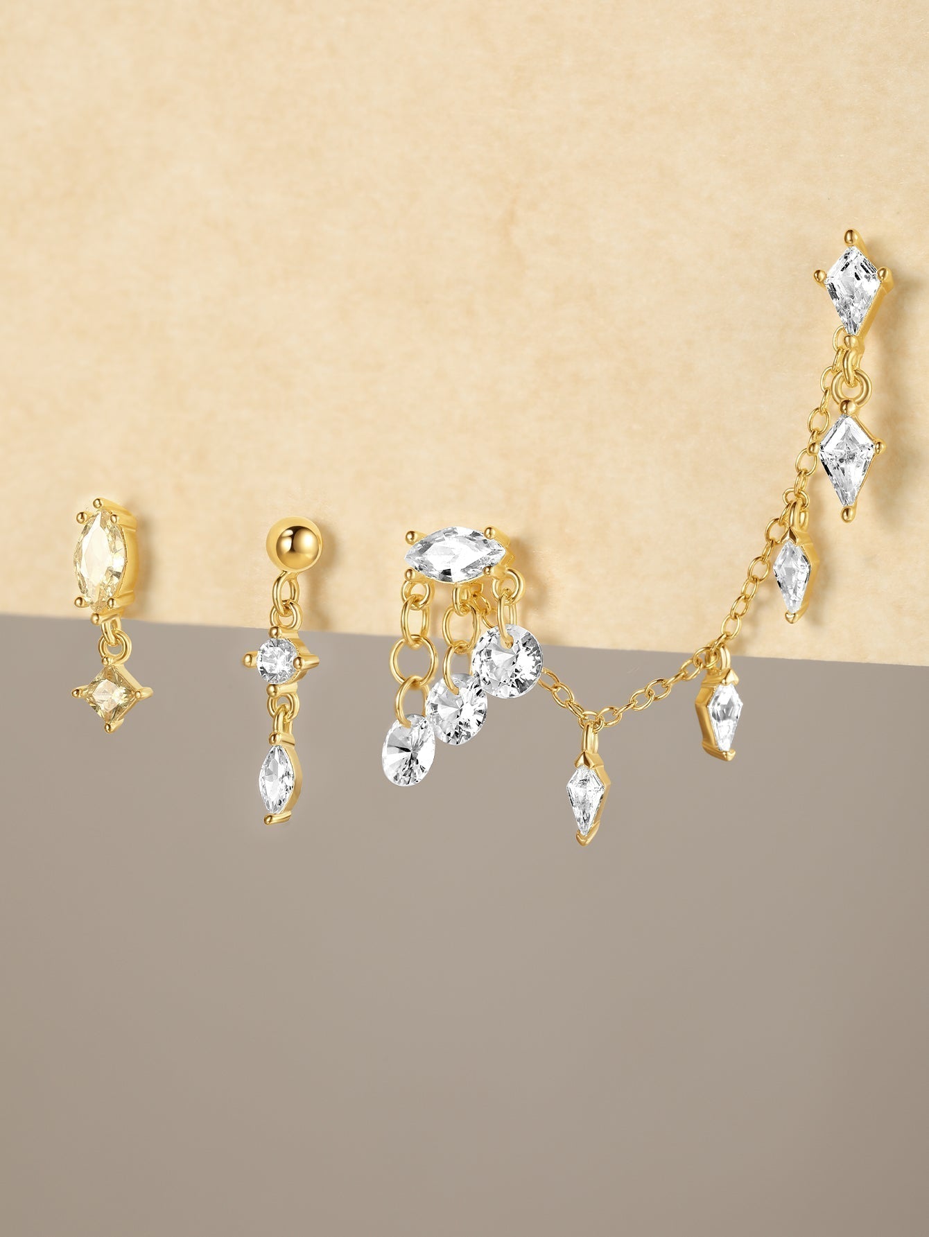Elegant Ice Crystal Pendant Earrings with Cubic Zirconia – Denise
