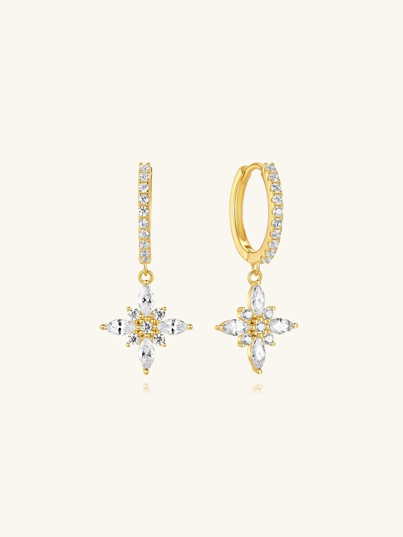 Elegant  Flower Earrings with Cubic Zirconia Inlay – Phoebe