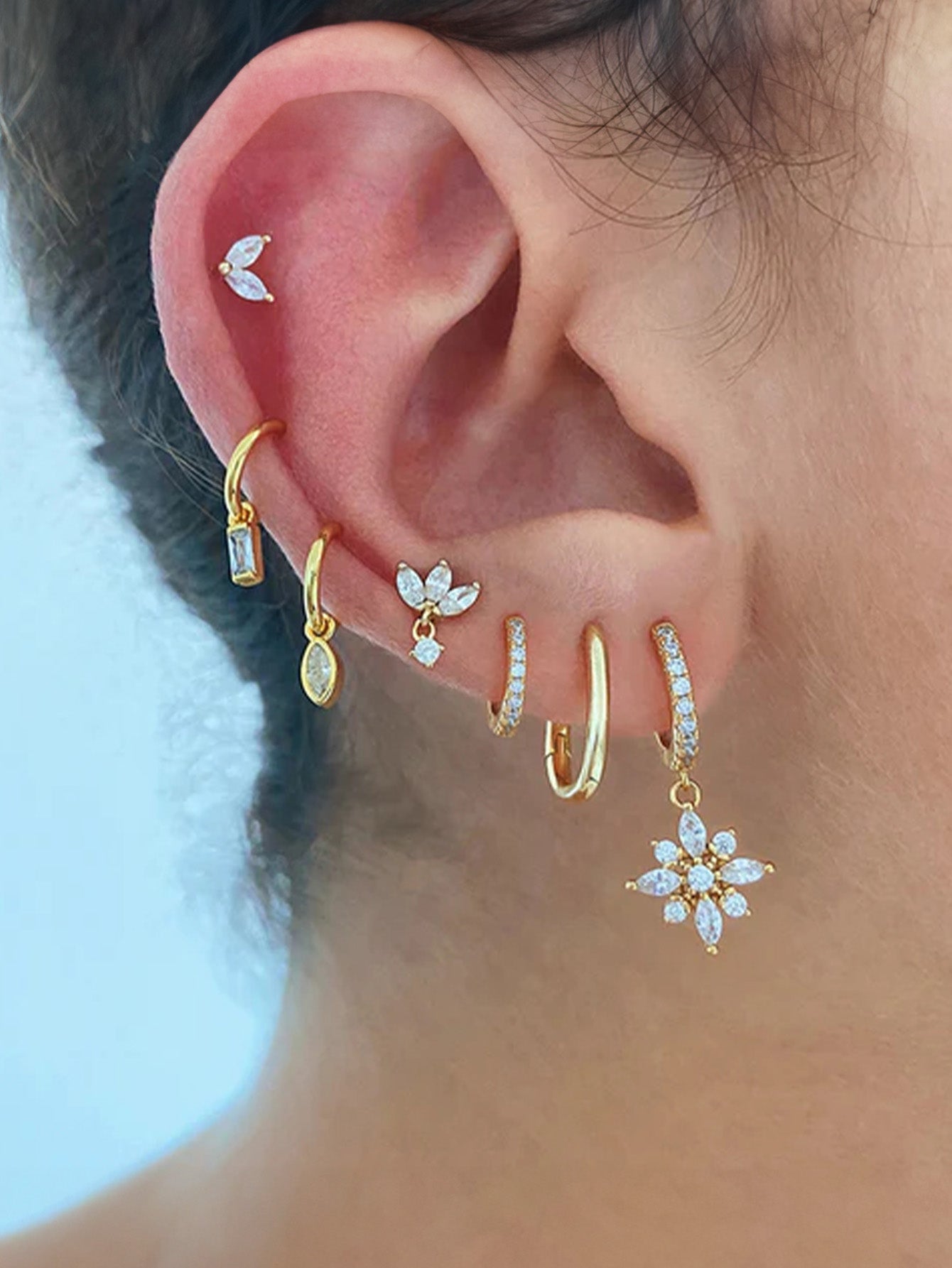 Elegant  Flower Earrings with Cubic Zirconia Inlay – Phoebe