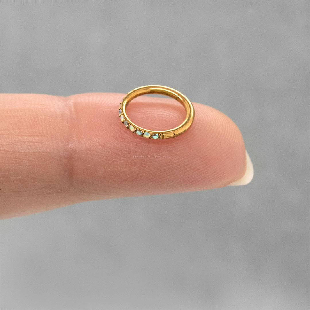 Opal and CZ Round Paved Earring – Florence