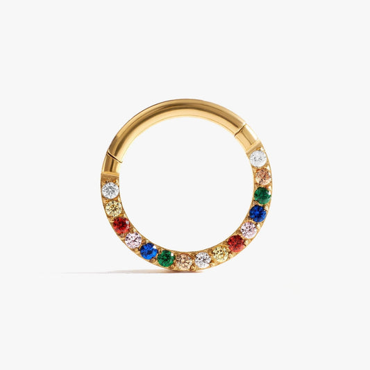 Rainbow Clicker Hoop with CZ for Daith and Septum Piercings - Everdon