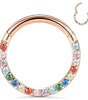 Rainbow Clicker Hoop with CZ for Daith and Septum Piercings - Everdon