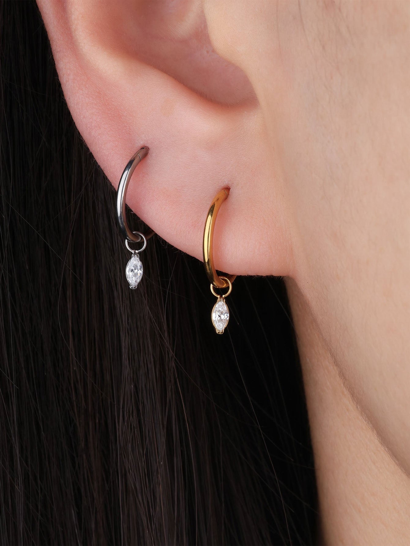 Waterproof Marquise Dangle Earrings with Cubic Zirconia – Lydia