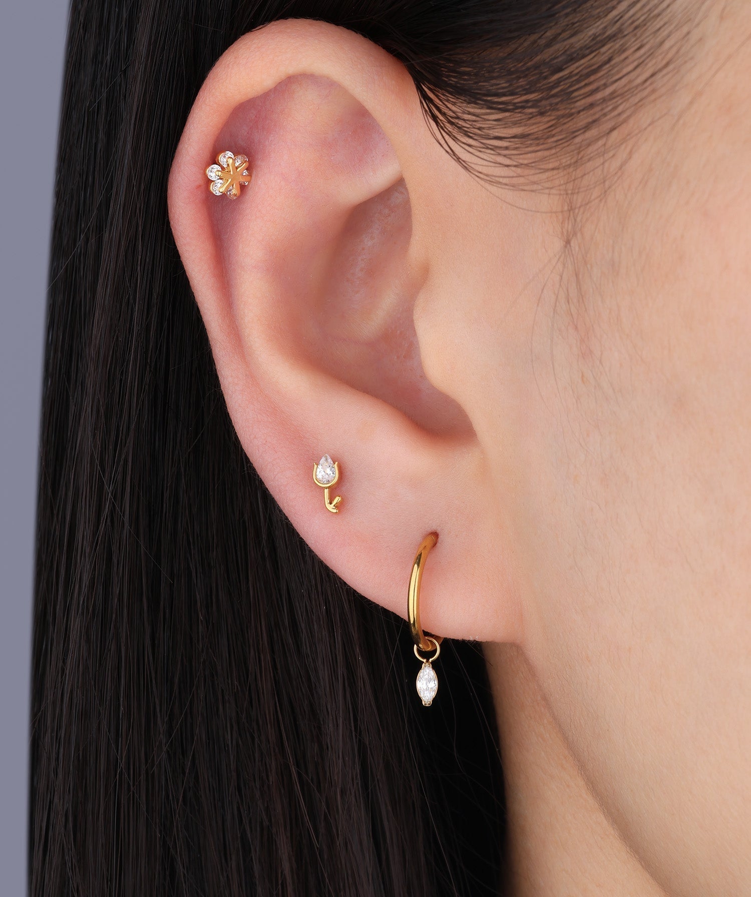 Waterproof Marquise Dangle Earrings with Cubic Zirconia – Lydia