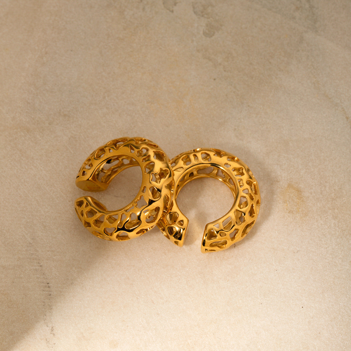 Hollow C-Shaped Earclip Earrings in Gold – Vashti