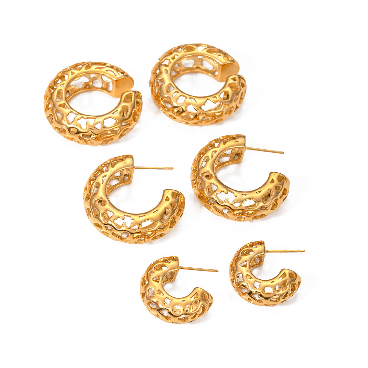 Hollow C-Shaped Earclip Earrings in Gold – Vashti