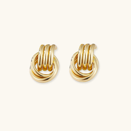 Layered Hoop Earrings With Geometrical design   – Millicent