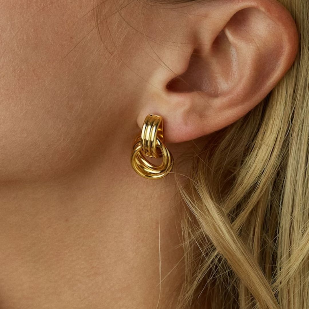 Layered Hoop Earrings With Geometrical design   – Millicent