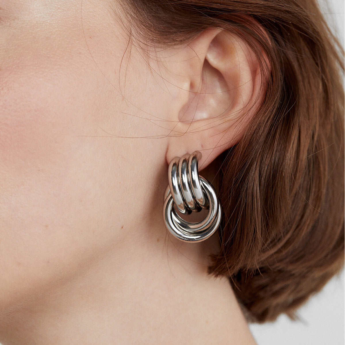Layered Hoop Earrings With Geometrical design   – Millicent