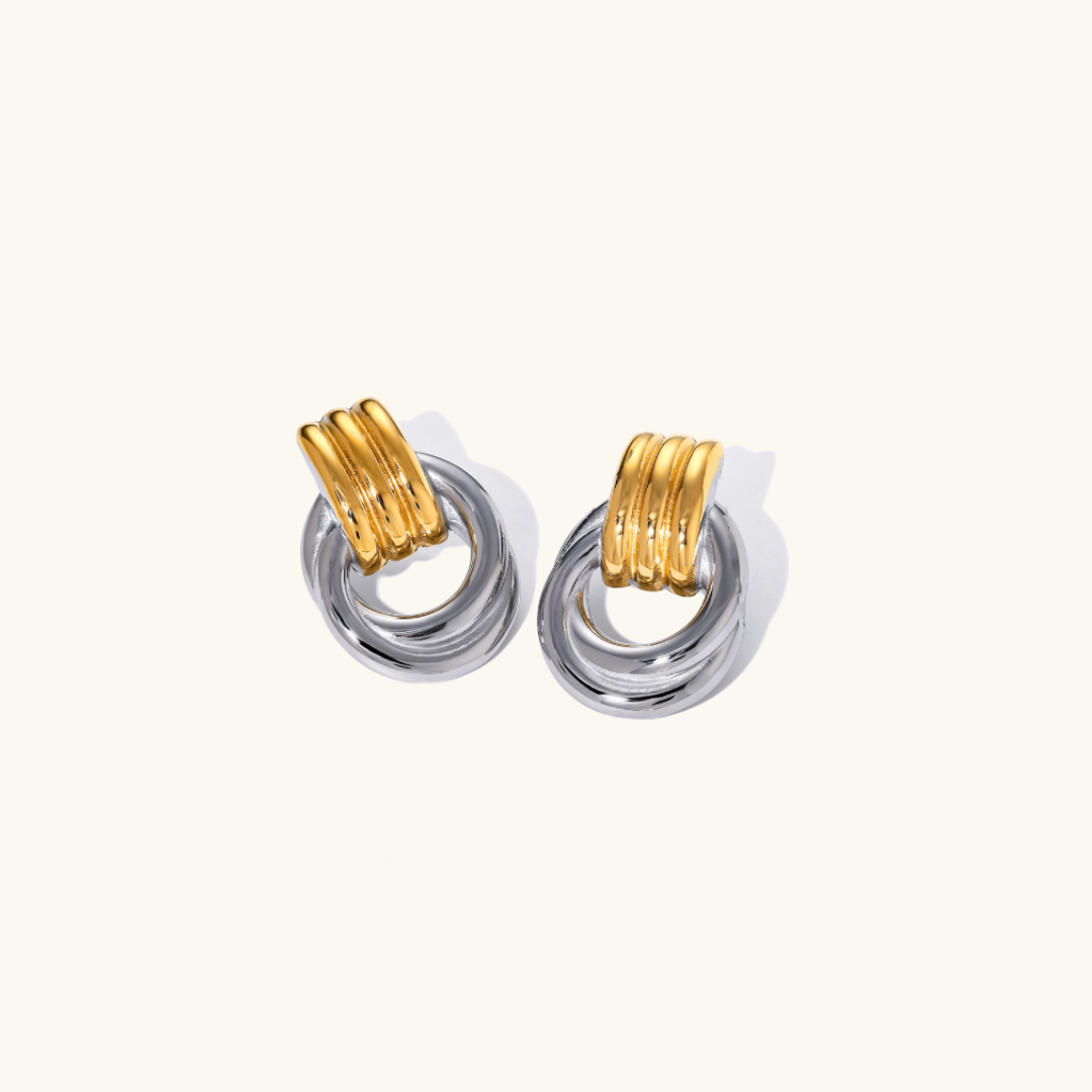 Layered Hoop Earrings With Geometrical design   – Millicent
