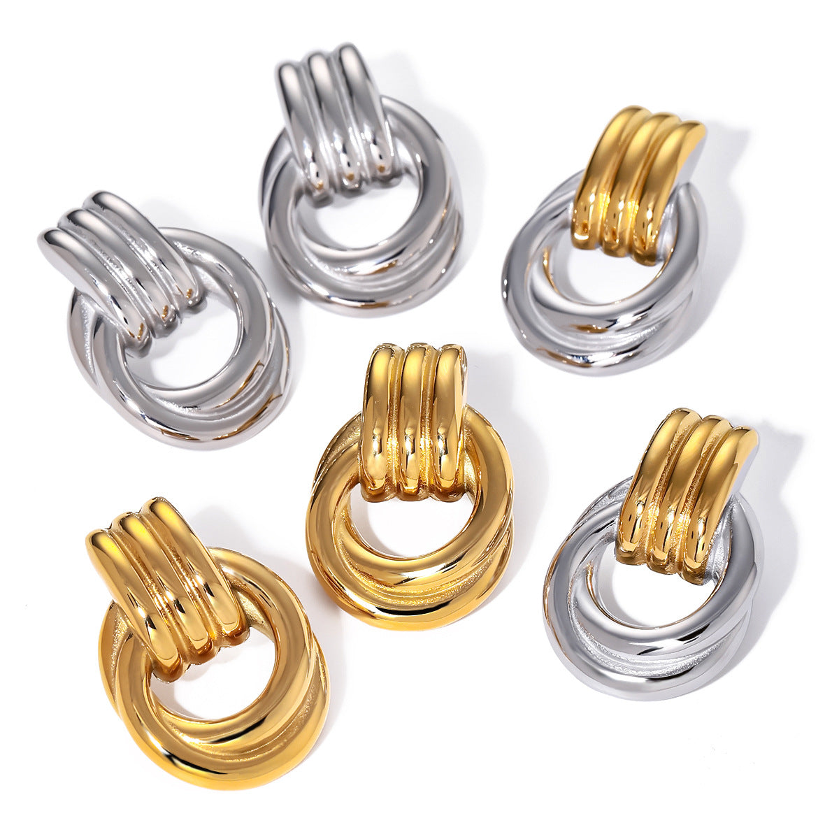 Layered Hoop Earrings With Geometrical design   – Millicent