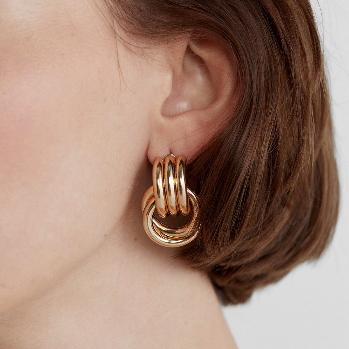 Layered Hoop Earrings With Geometrical design   – Millicent