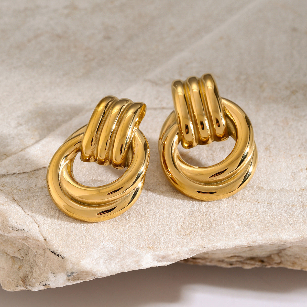 Layered Hoop Earrings With Geometrical design   – Millicent