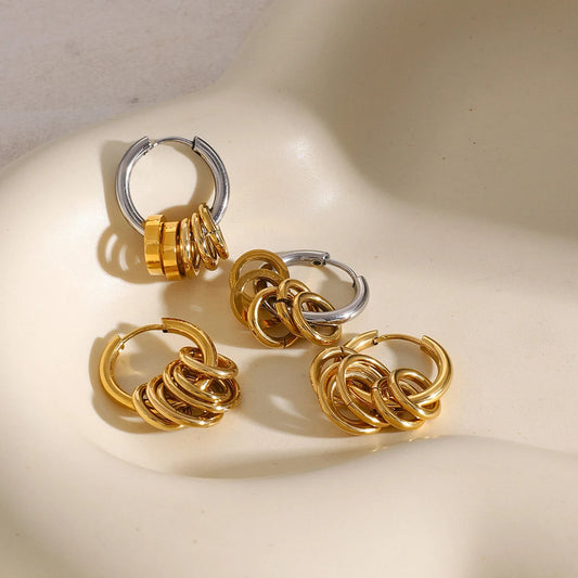 Multi-Layer Geometric Hollow Earrings - Elizabethe