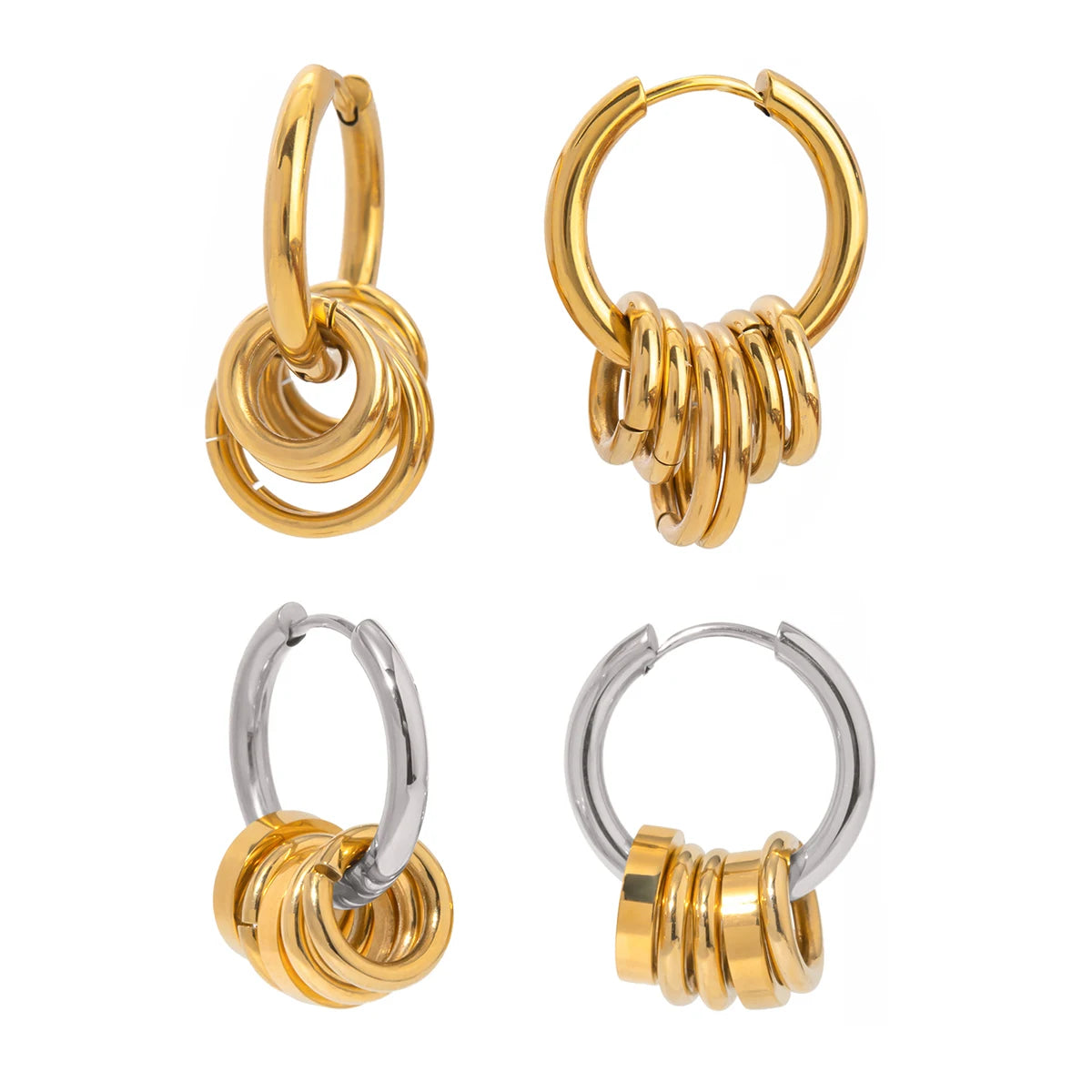 Multi-Layer Geometric Hollow Earrings - Elizabethe