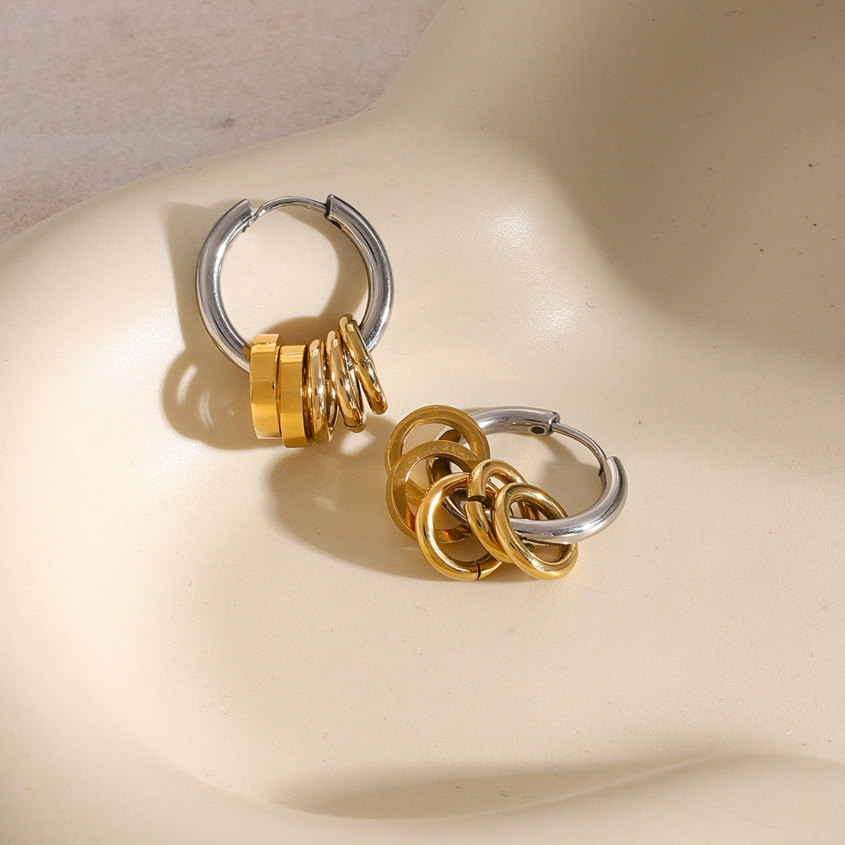 Multi-Layer Geometric Hollow Earrings - Elizabethe