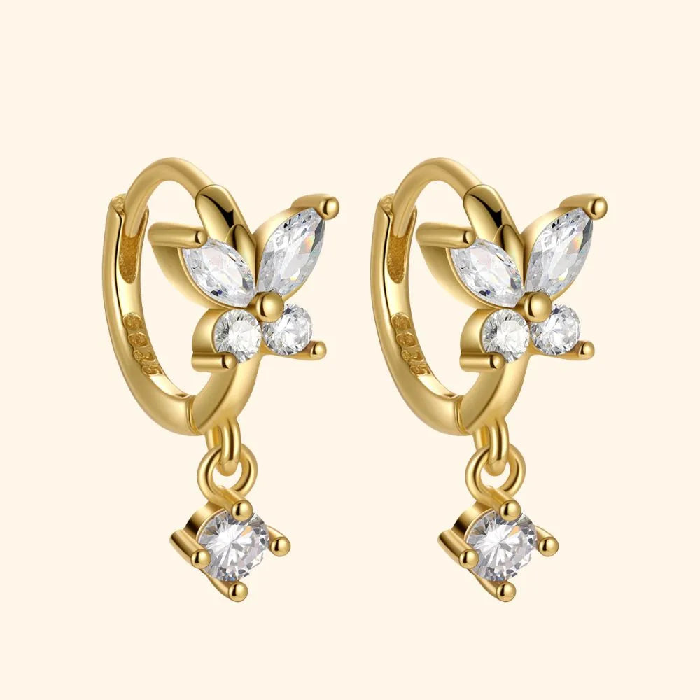 Butterfly Huggie Earrings with Cubic Zirconia - Marye