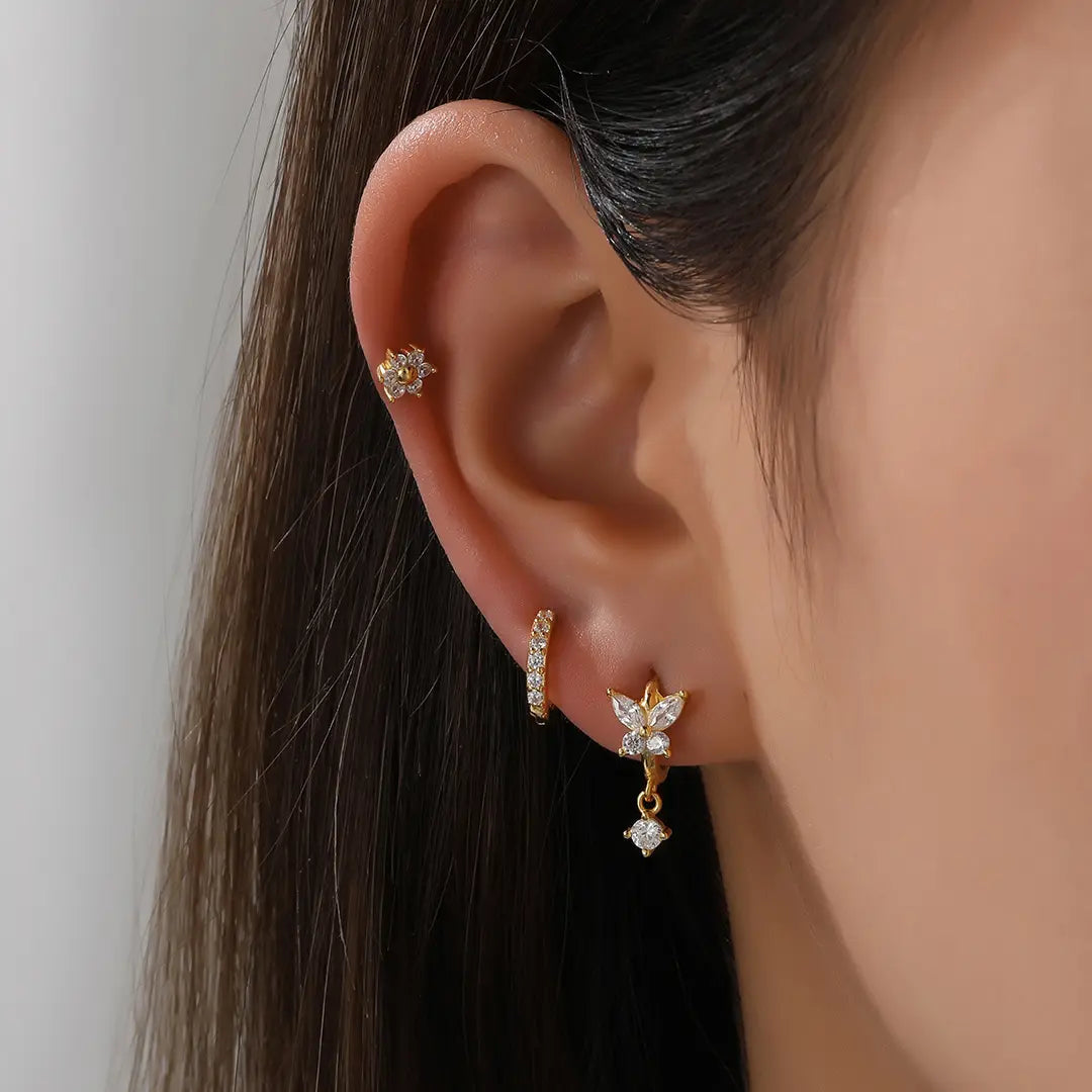 Butterfly Huggie Earrings with Cubic Zirconia - Marye