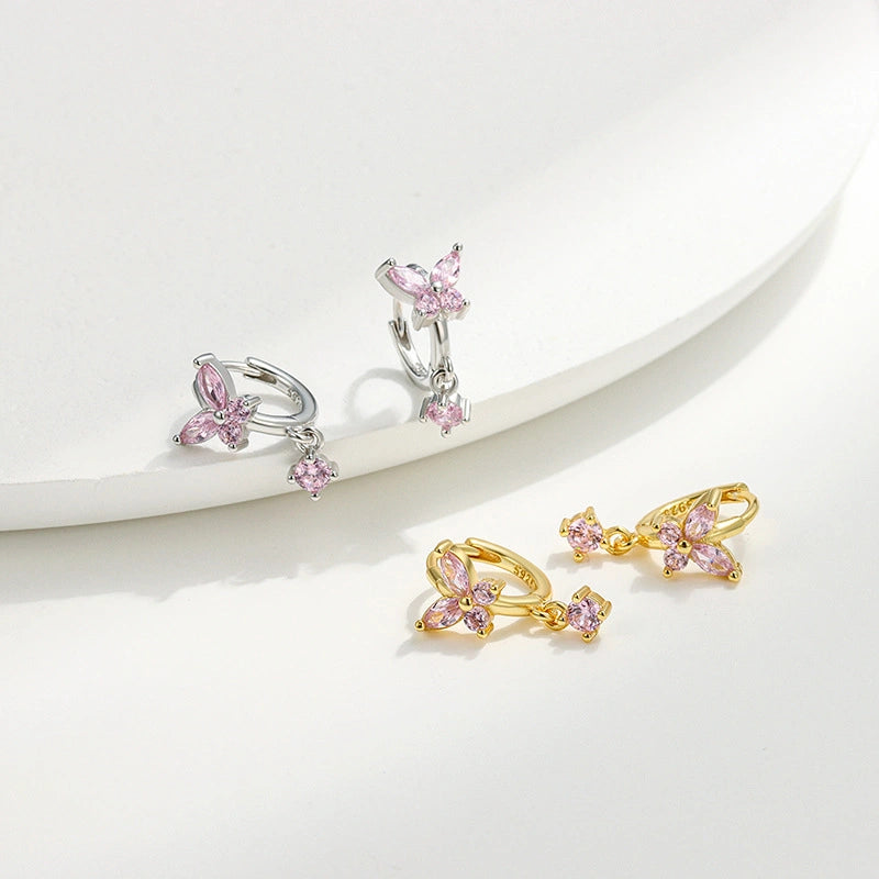 Butterfly Huggie Earrings with Cubic Zirconia - Marye