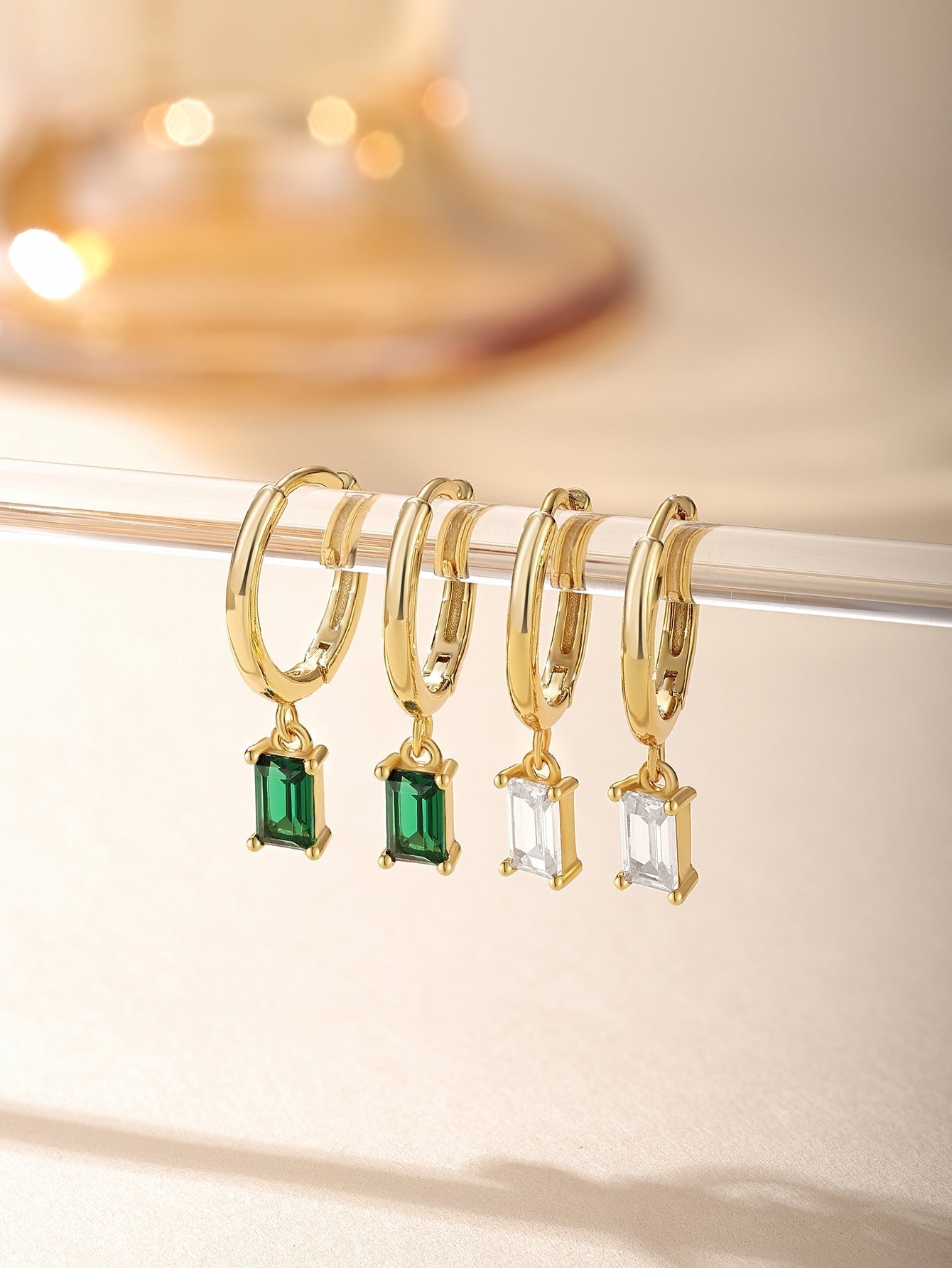 Elegant Holiday Drop Earrings with Cubic Zirconia –  Abigail