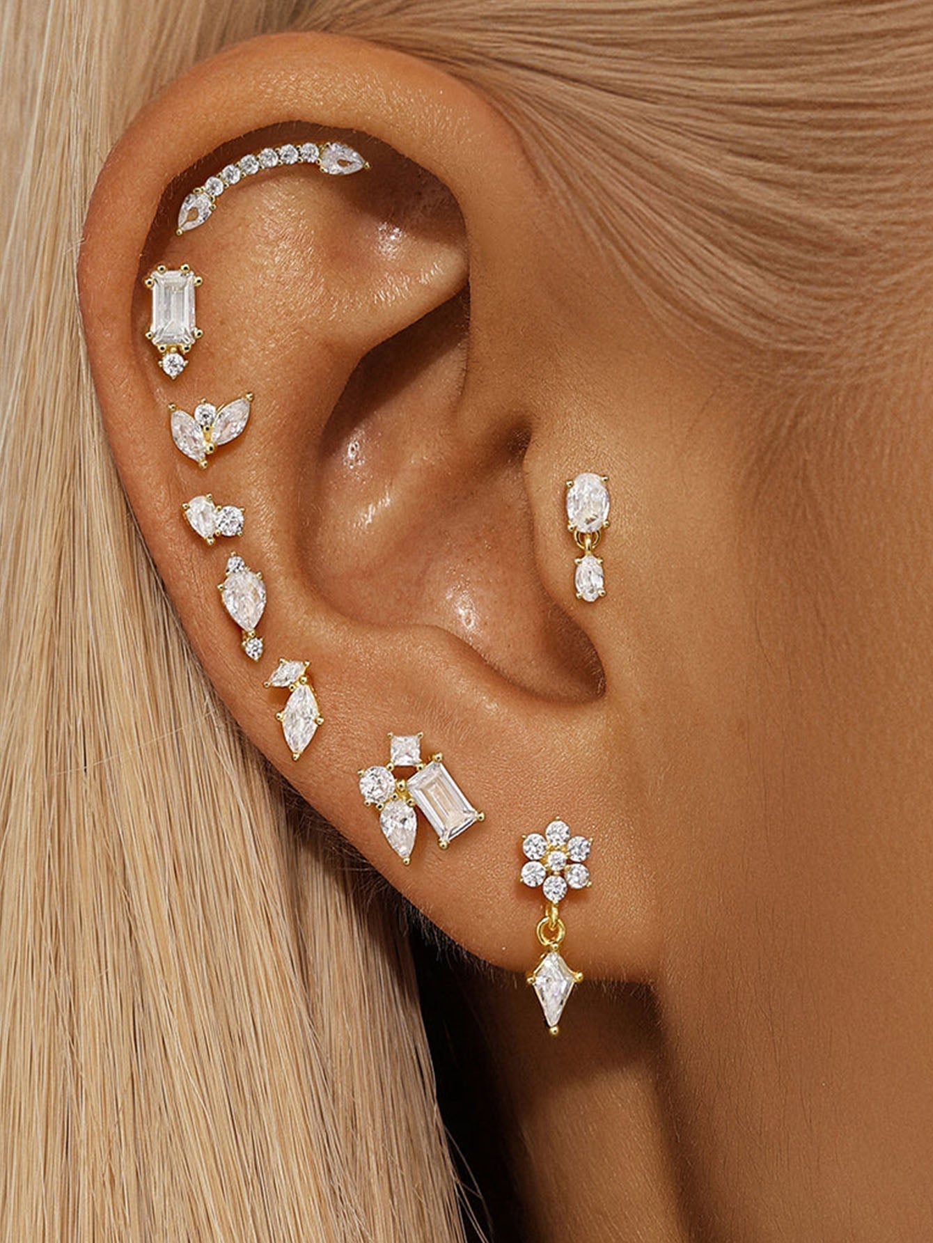 Geometrical Earrings with Cubic Zirconia – Stace