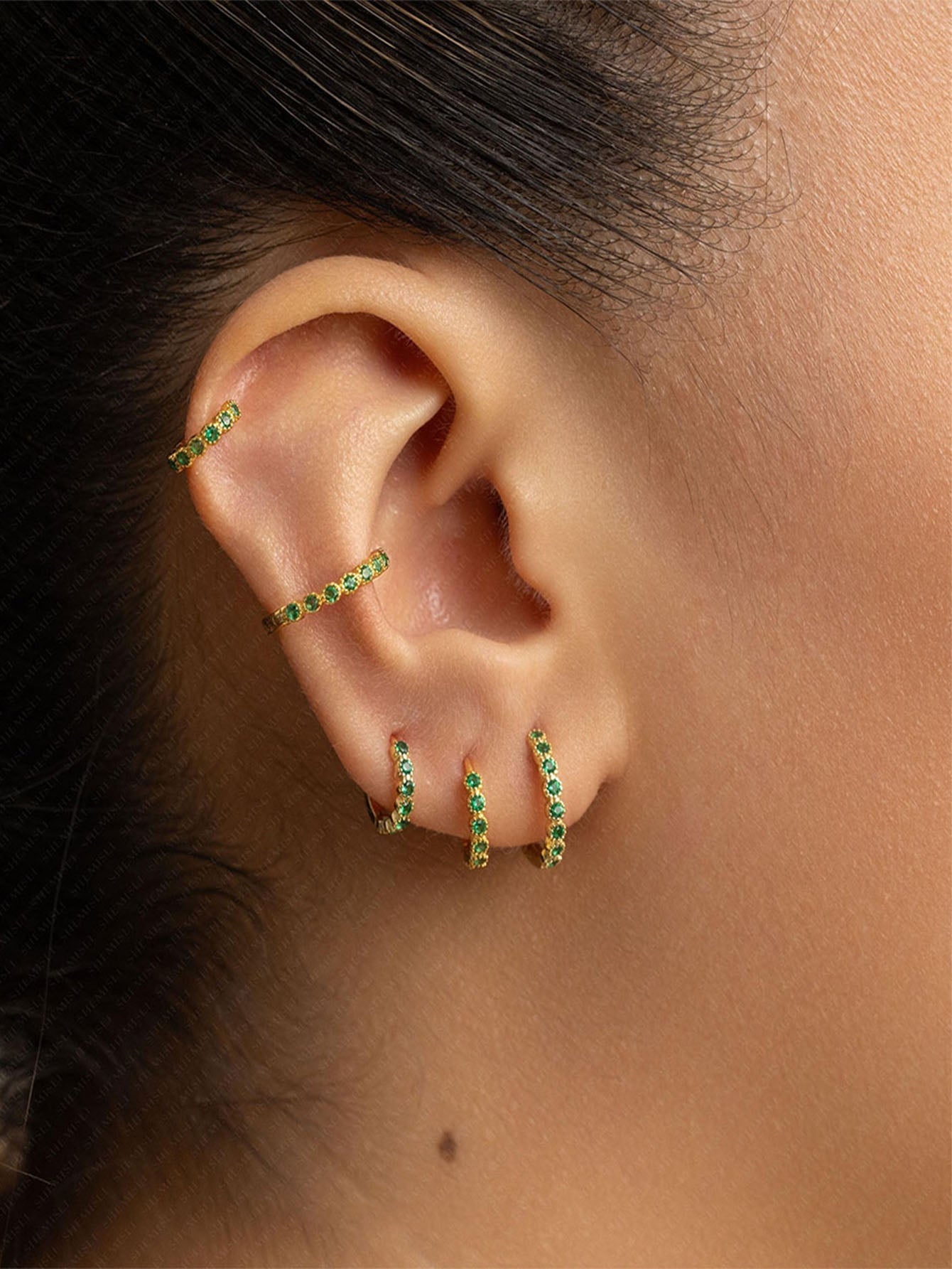 Emerald CZ Hoop Earring – Avice