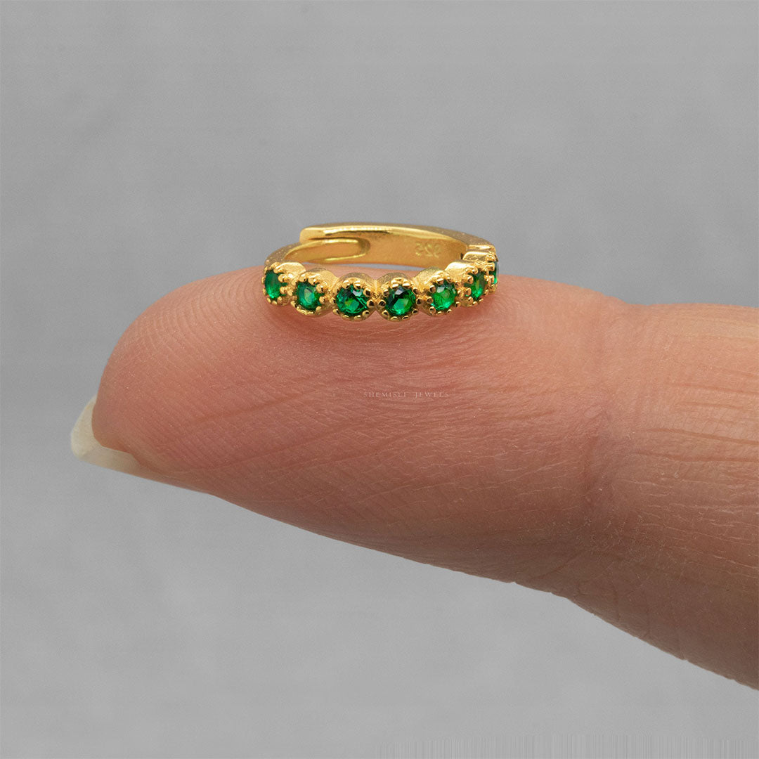 Emerald CZ Hoop Earring – Avice