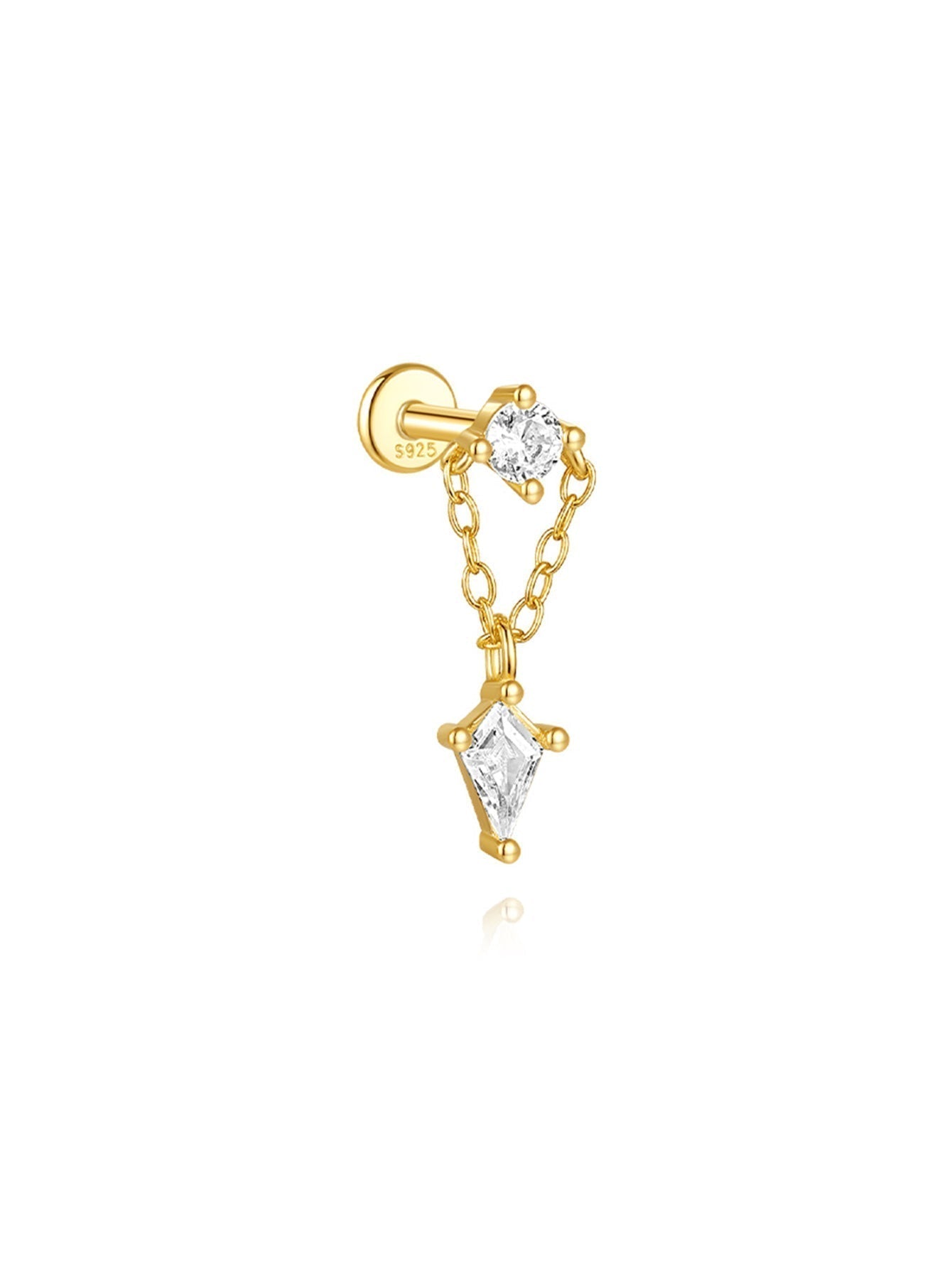 Flatback Earrings with Gold and Zircon – Isabell