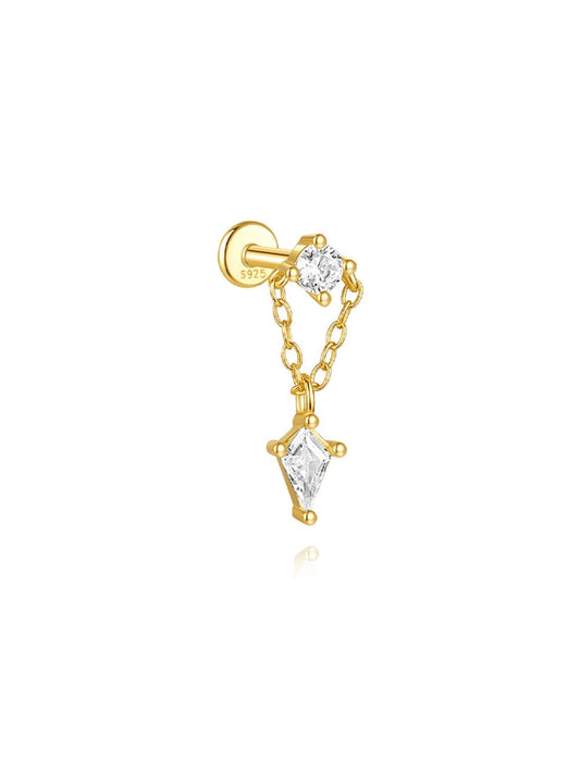 Flatback Earrings with Gold and Zircon – Isabell
