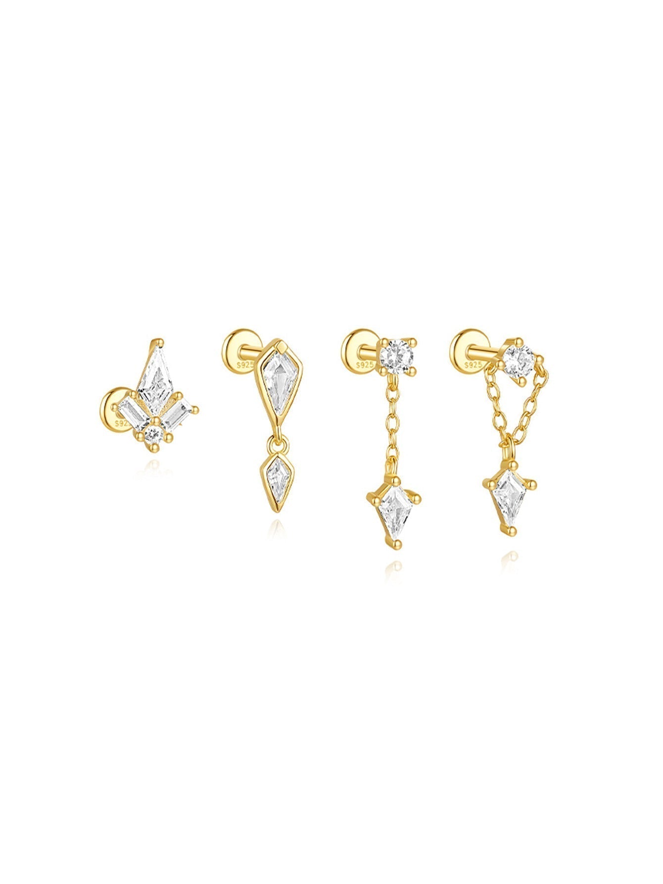 Flatback Earrings with Gold and Zircon – Isabell