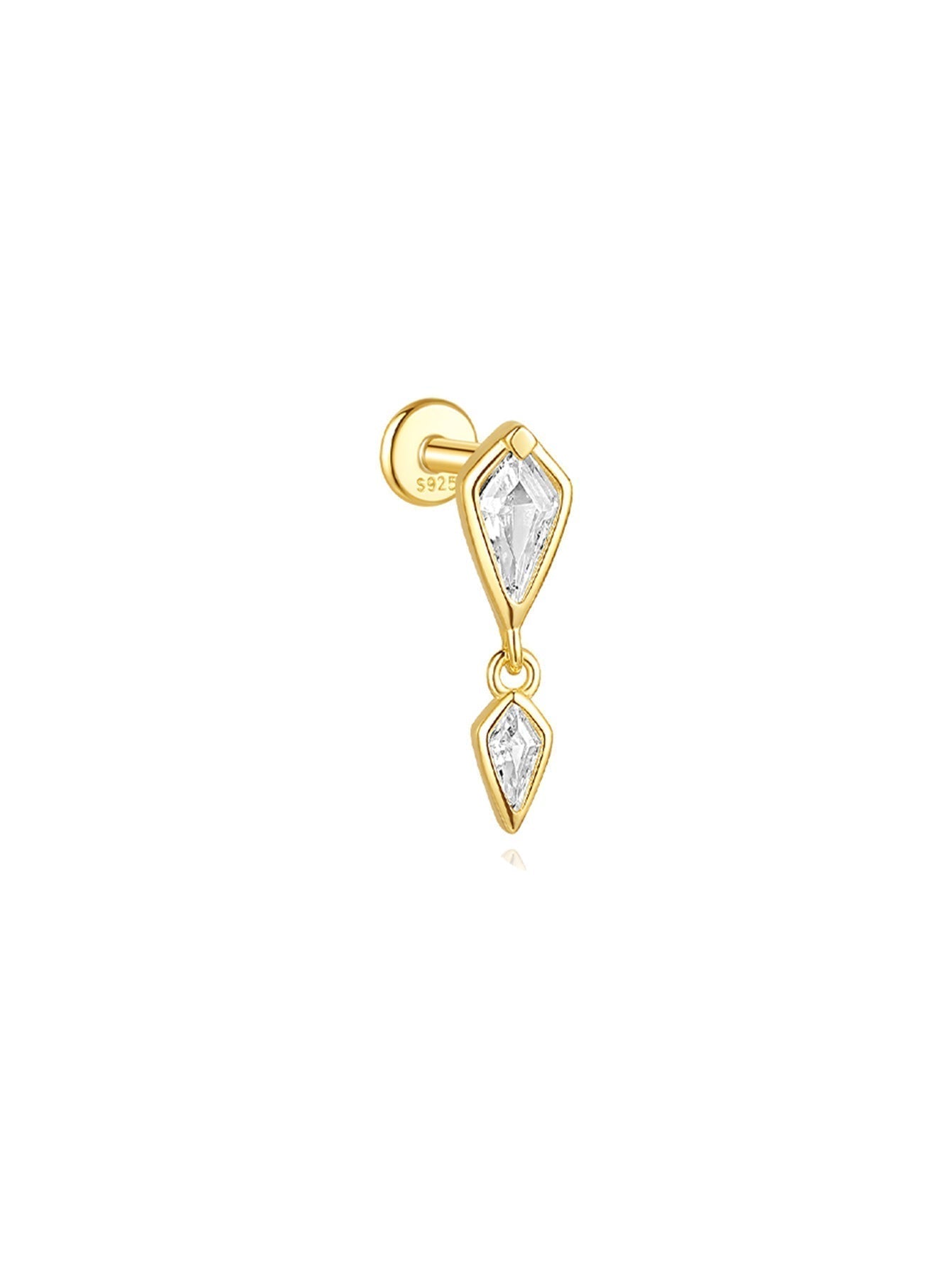 Flatback Earrings with Gold and Zircon – Isabell