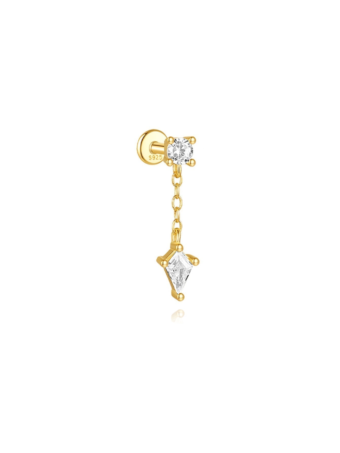 Flatback Earrings with Gold and Zircon – Isabell