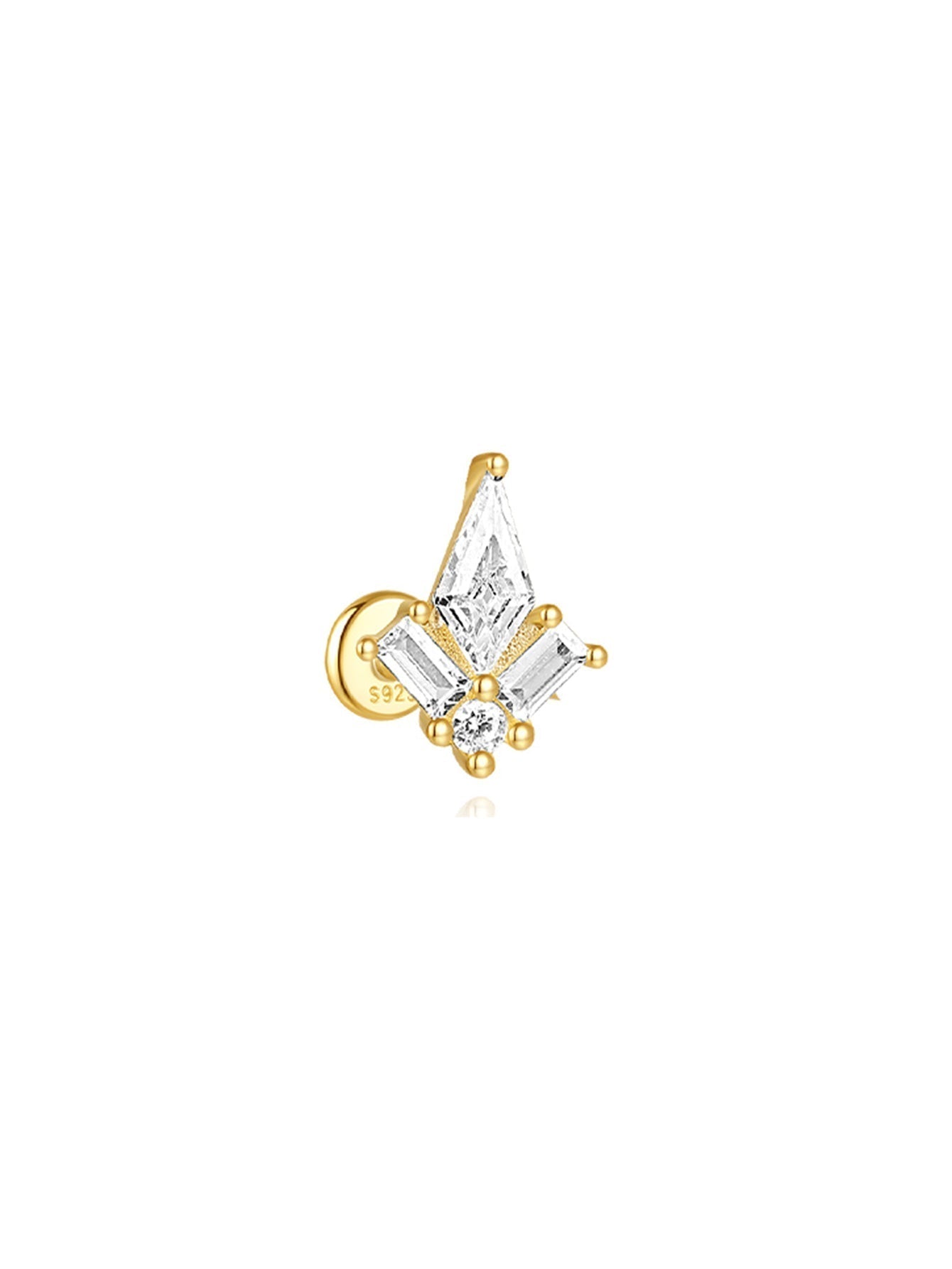 Flatback Earrings with Gold and Zircon – Isabell