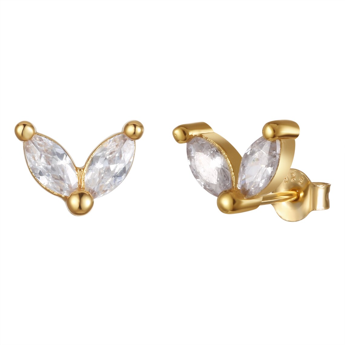 Gold Flower Drop Earrings with Cubic Zirconia – Grace