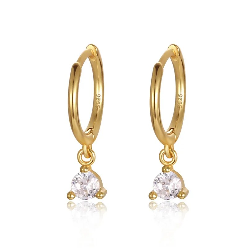 Gold Flower Drop Earrings with Cubic Zirconia – Grace