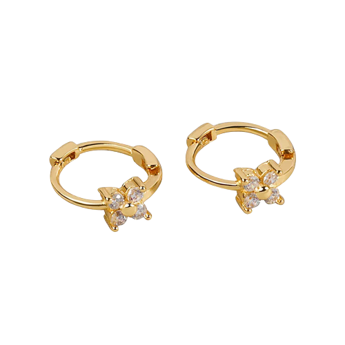 Gold Flower Drop Earrings with Cubic Zirconia – Grace