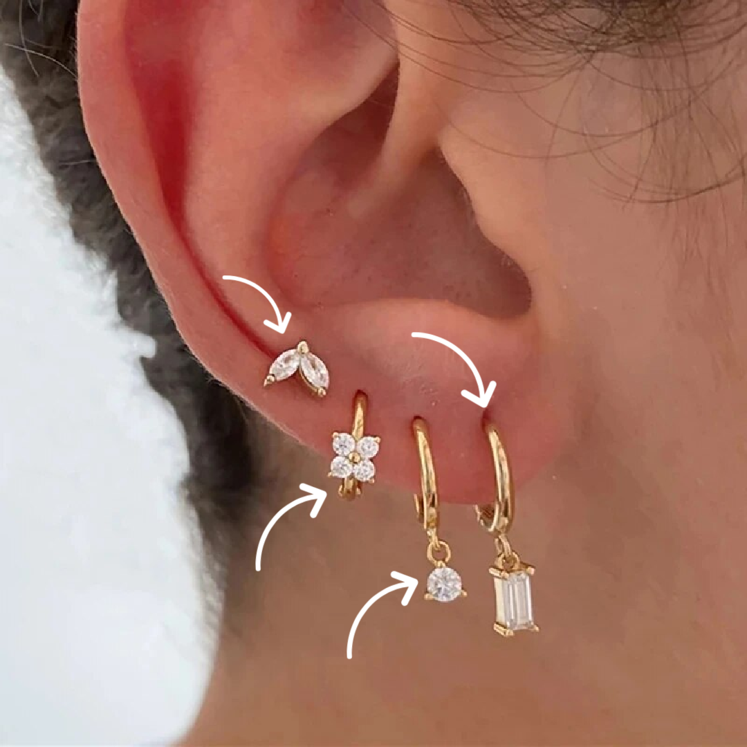 Gold Flower Drop Earrings with Cubic Zirconia – Grace