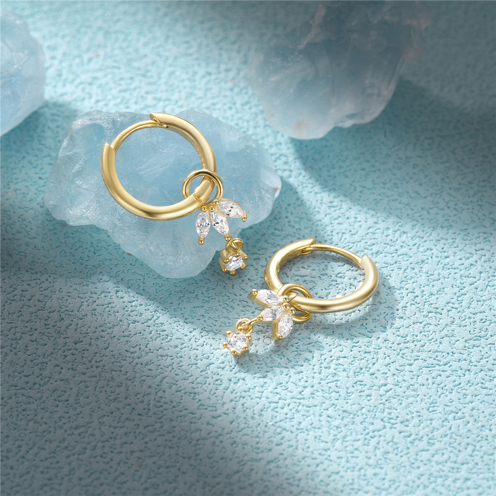 Flower Earrings with Cubic Zirconia –Maude