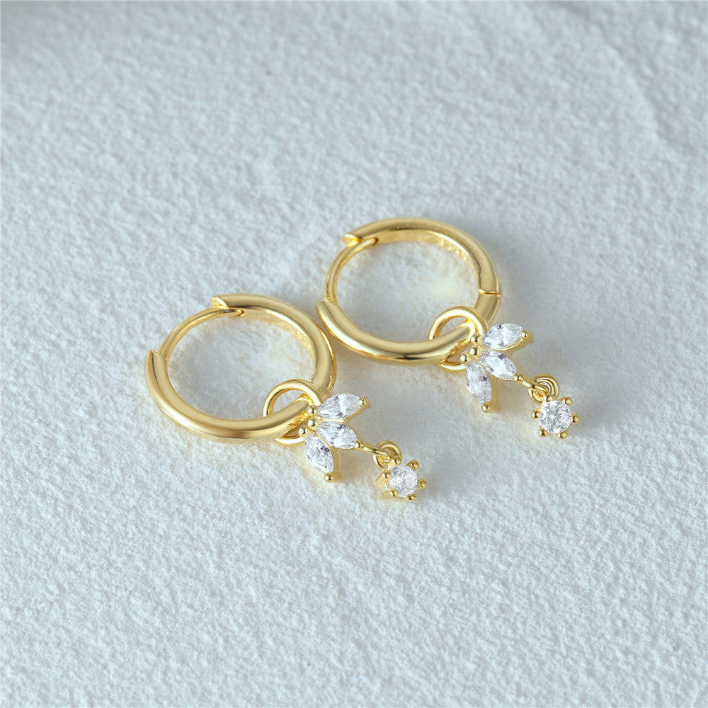 Flower Earrings with Cubic Zirconia –Maude