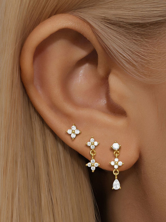 Flower Pendant Earrings with Cubic Zirconia – Lettice