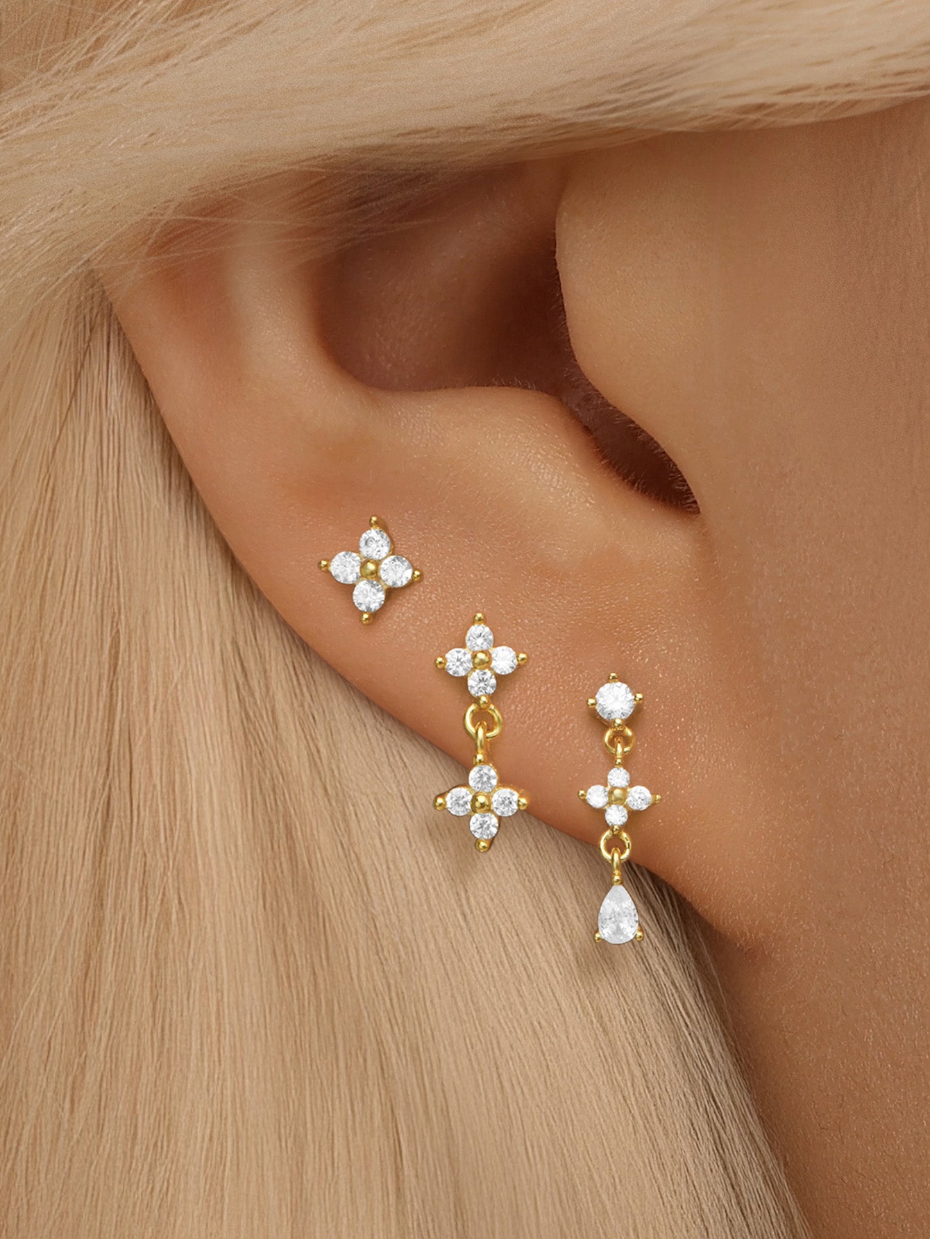 Flower Pendant Earrings with Cubic Zirconia – Lettice