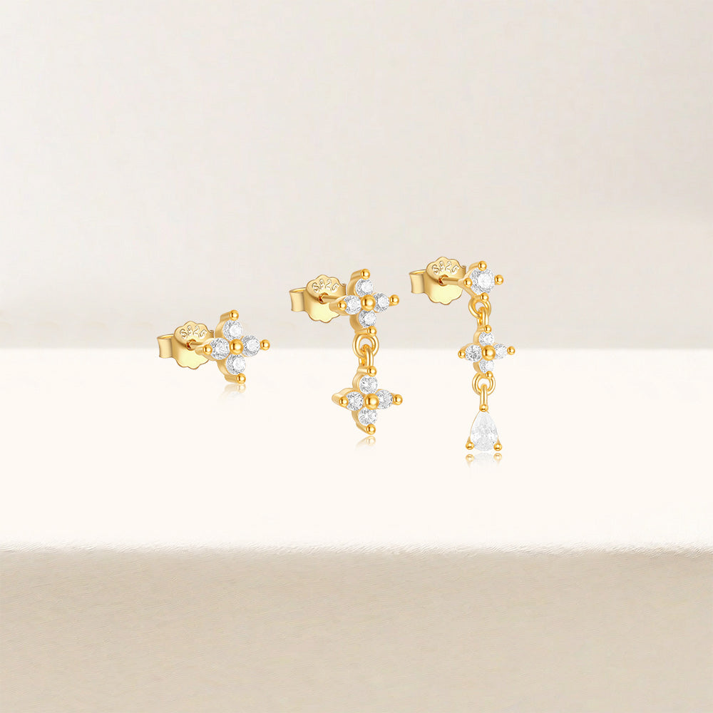 Flower Pendant Earrings with Cubic Zirconia – Lettice