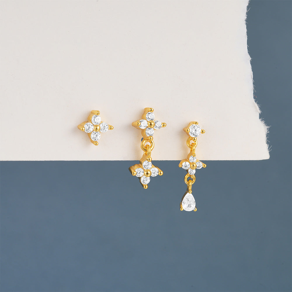 Flower Pendant Earrings with Cubic Zirconia – Lettice