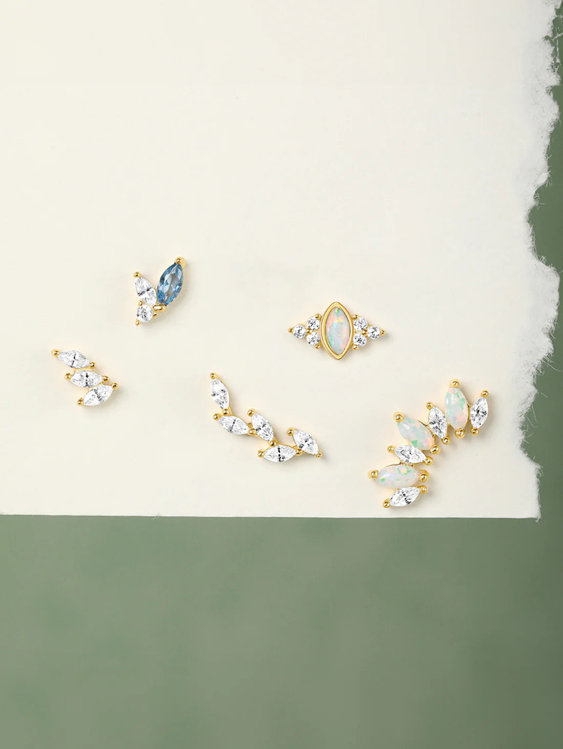 Opal Marquise Ear Stud Earrings with zirconia  – Jane