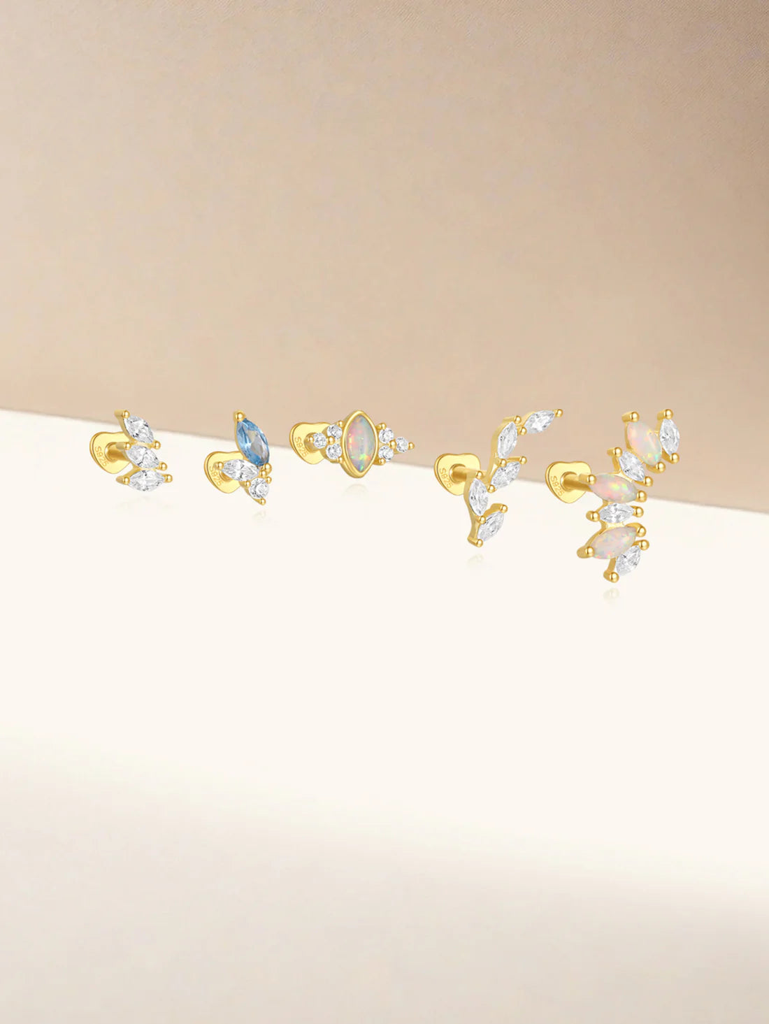 Opal Marquise Ear Stud Earrings with zirconia  – Jane