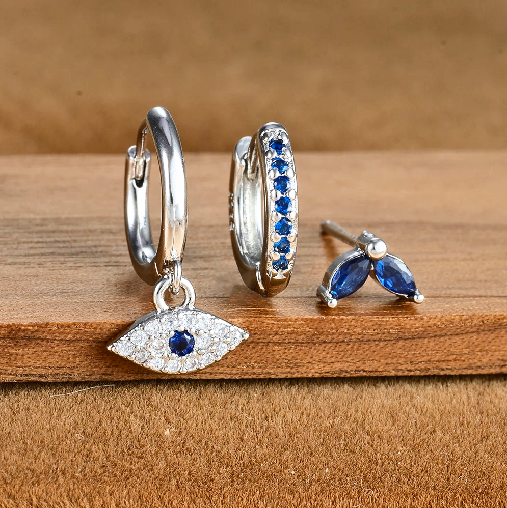 Hypoallergenic Blue Eye Earrings Set – Annabel