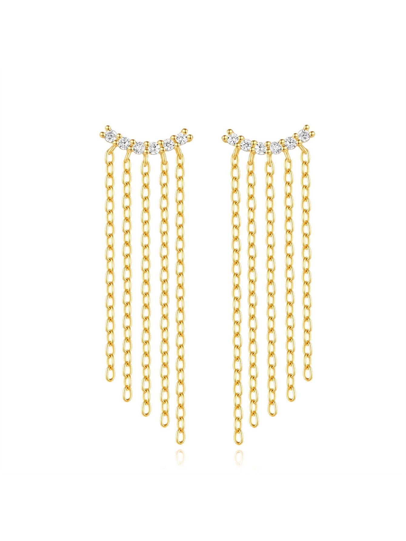 Cross Tassel Pendant Earrings with Cubic Zirconia - Ruth