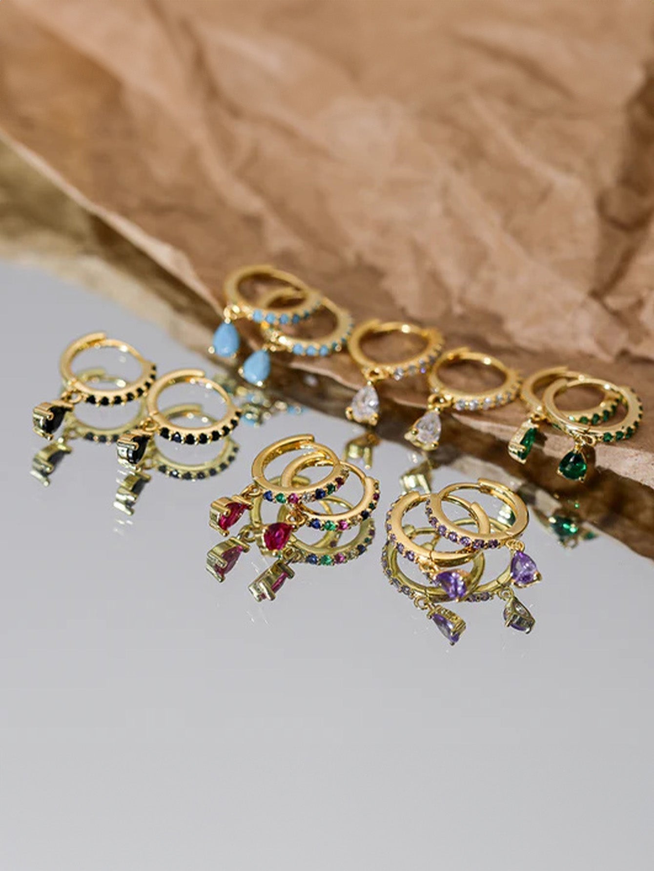 Drop Summer Earrings with Cubic Zirconia – Ester