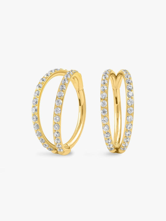 Cartilage Hoop with CZ Stones Available in Multiple Sizes - Bethia